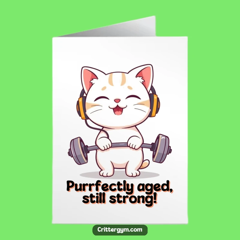Free Printable Cat Birthday Card: Funny Gym Downloadable Gift!