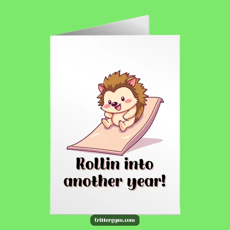 Free Printable Hedgehog Birthday Card: Funny Roll Down Slide, Downloadable Gift for Playful Souls