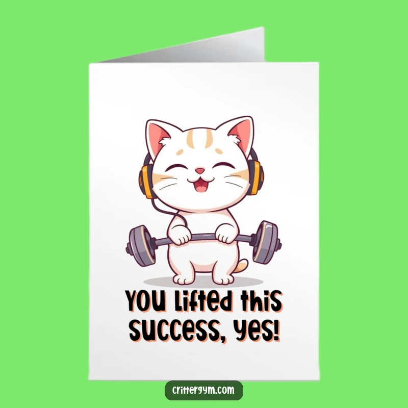 Free Printable Cat Congrats Card: Funny Gym Downloadable Gift!