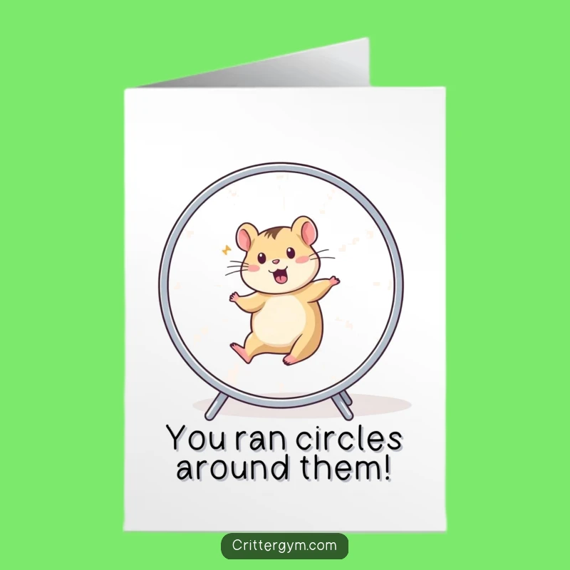 Free Printable Congrats Card: Hamster Wheel Speedster Downloadable Gift