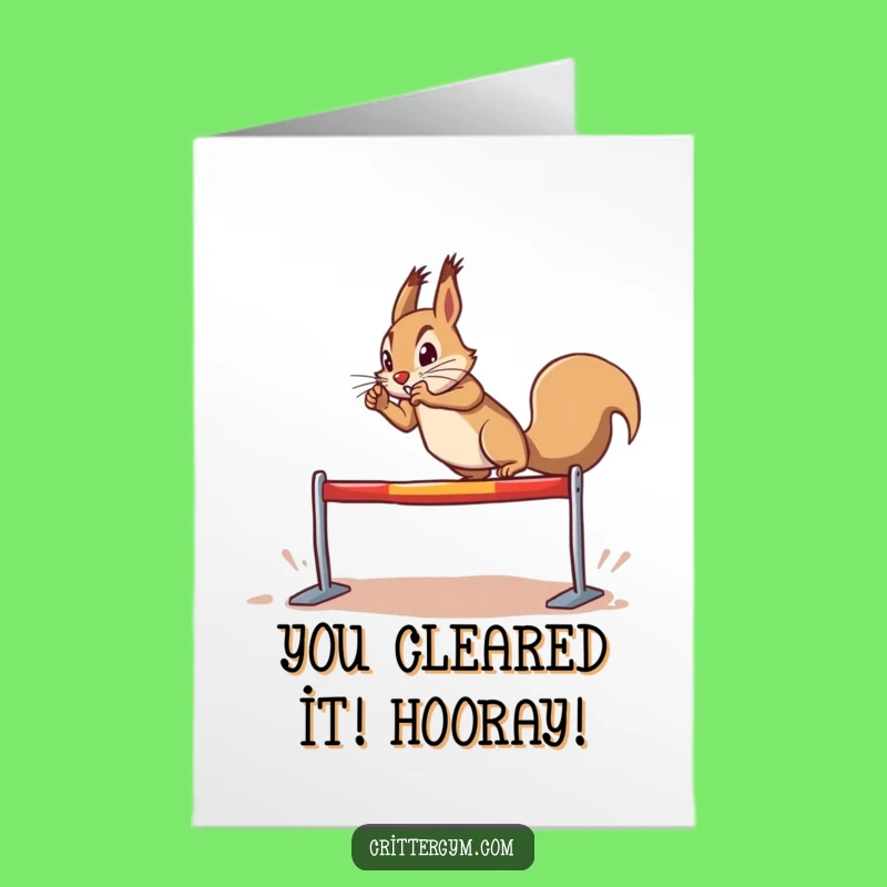 Free Printable Congrats Card: Squirrel's Victory Leap, Downloadable Achievement