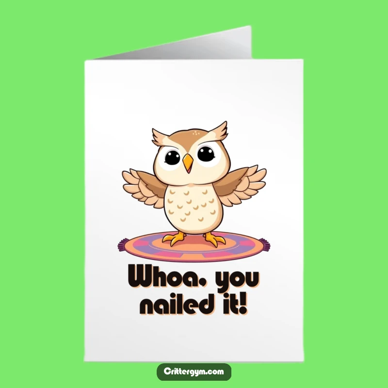 Free Printable Congrats Card: Owl Splits Achieved - Funny Downloadable Gift!