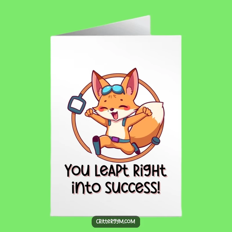 Free Printable Fox Congrats Card - Gym Hoop Leap Downloadable for Achievements
