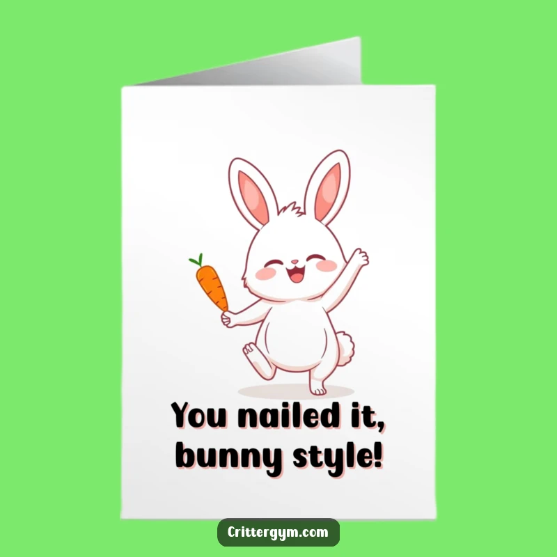 Free Printable Congrats Card: Bunny Doing Yoga, Funny Downloadable Achievement Gift