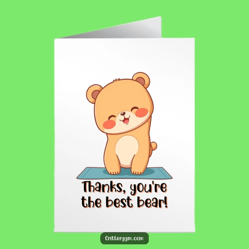 Free Printable Thank You Card: Bear Cub Handstand Funny Downloadable Gift