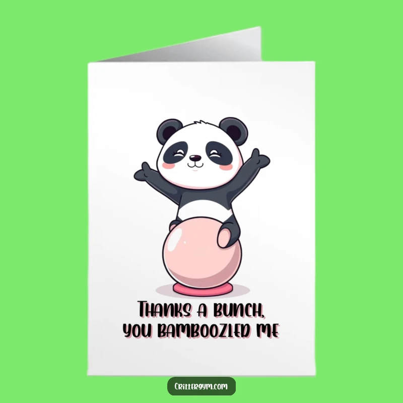 Free Printable Thank You Card: Determined Panda Yoga Effort, Downloadable Gratitude