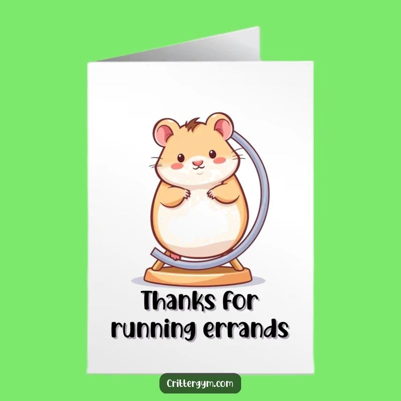 Free Printable Thank You Card: Hamster Wheel Spin, Energetic Gratitude, Downloadable Thanks