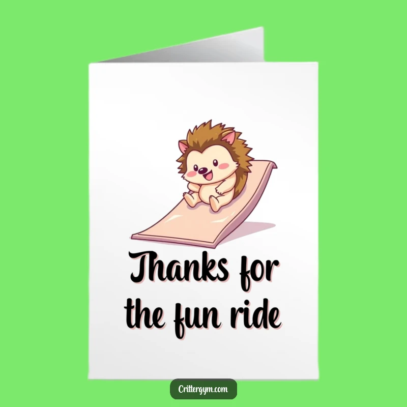 Free Printable Thank You Card: Hedgehog's Speedy Thanks, Funny Downloadable Gift for Rolling In Support