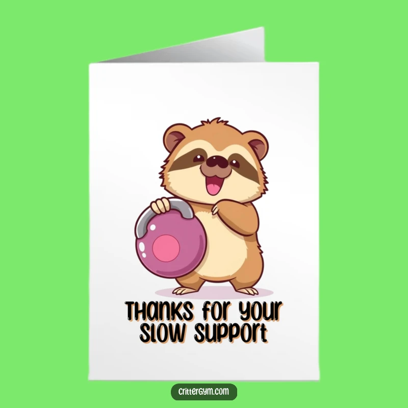 Free Printable Thank You Card: Sloth Kettlebell Effort, Downloadable Gratitude