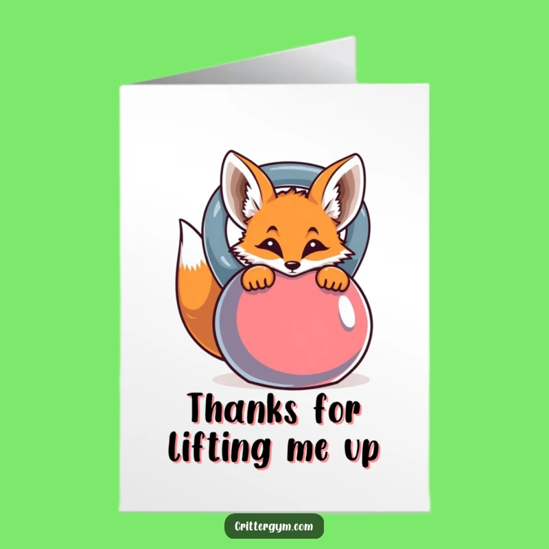 Funny Free Printable Thank You Card: Curious Fox, Kettlebell Surprise, Express Thanks!