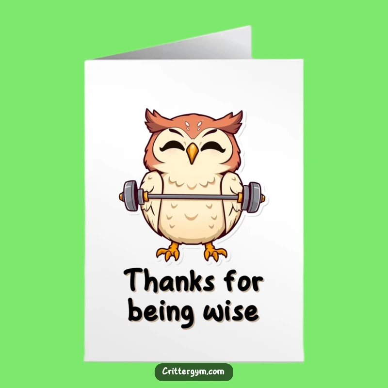 Free Printable Thank You Card: Owl, Barbell Balance, Express Gratitude!
