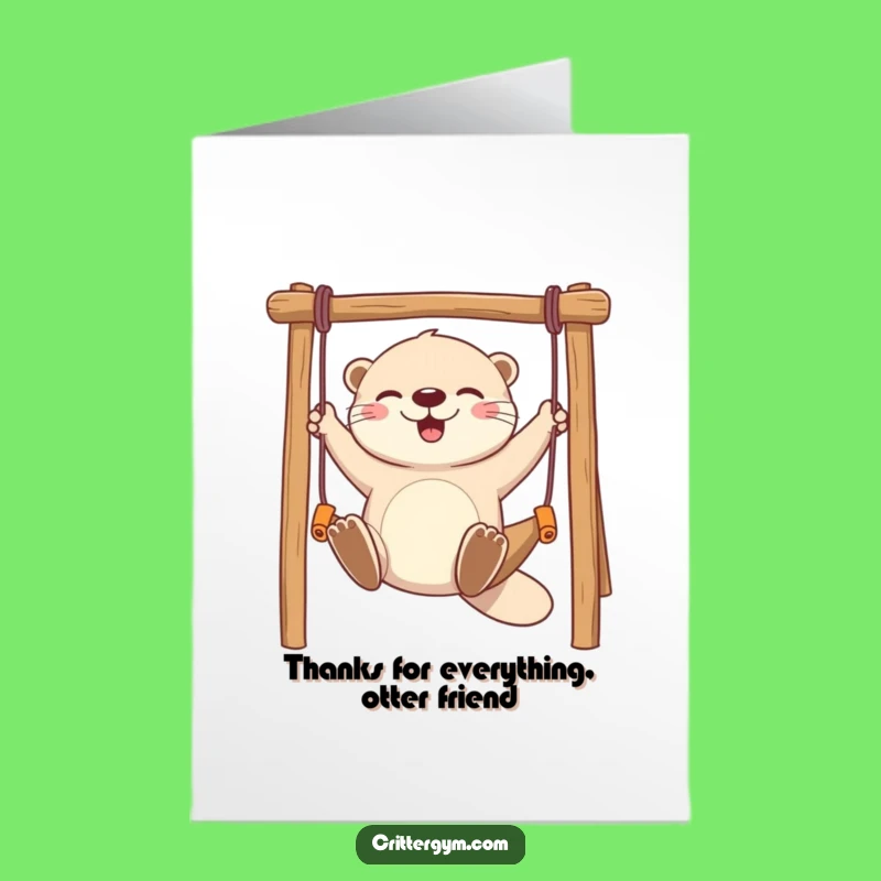 Free Printable Thank You Card: Grateful Otter Swinging, Sweet Downloadable Gift!