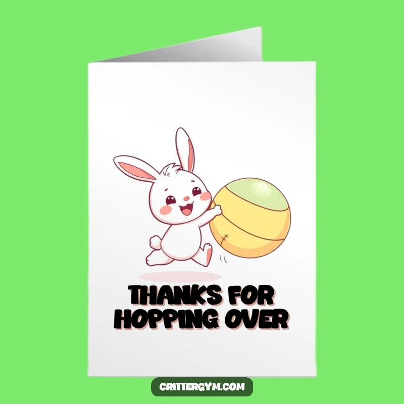 Free Printable Thank You Card: Bunny Ball Chase, Gratitude Downloadable Humor
