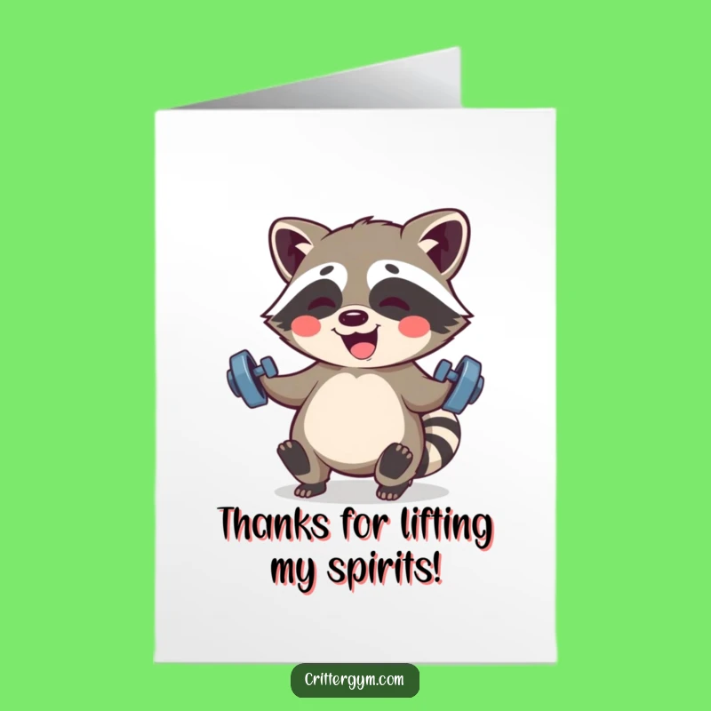 Free Printable Thank You Card: Kawaii Raccoon's Strength Downloadable Gift