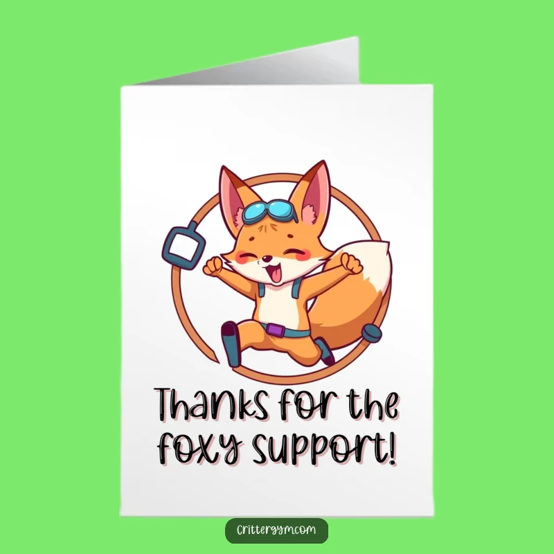 Free Printable Fox Thank You Card - Gym Hoop Leap Downloadable Gratitude