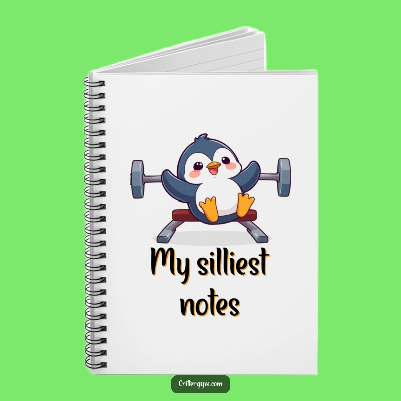 Funny Penguin Notebook: Penguin Sliding Weight Bench, Jot Down Goals with Fun