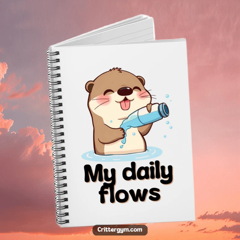 Funny Playful Otter Notebook: An otter splashes water on its face, perfect for jotting notes with a smile.