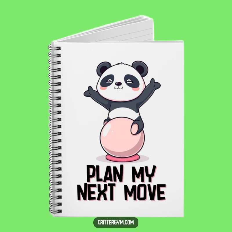 Focused Funny Kawaii Panda Yoga Ball Notebook, Inspiring Journal for Goal Getters