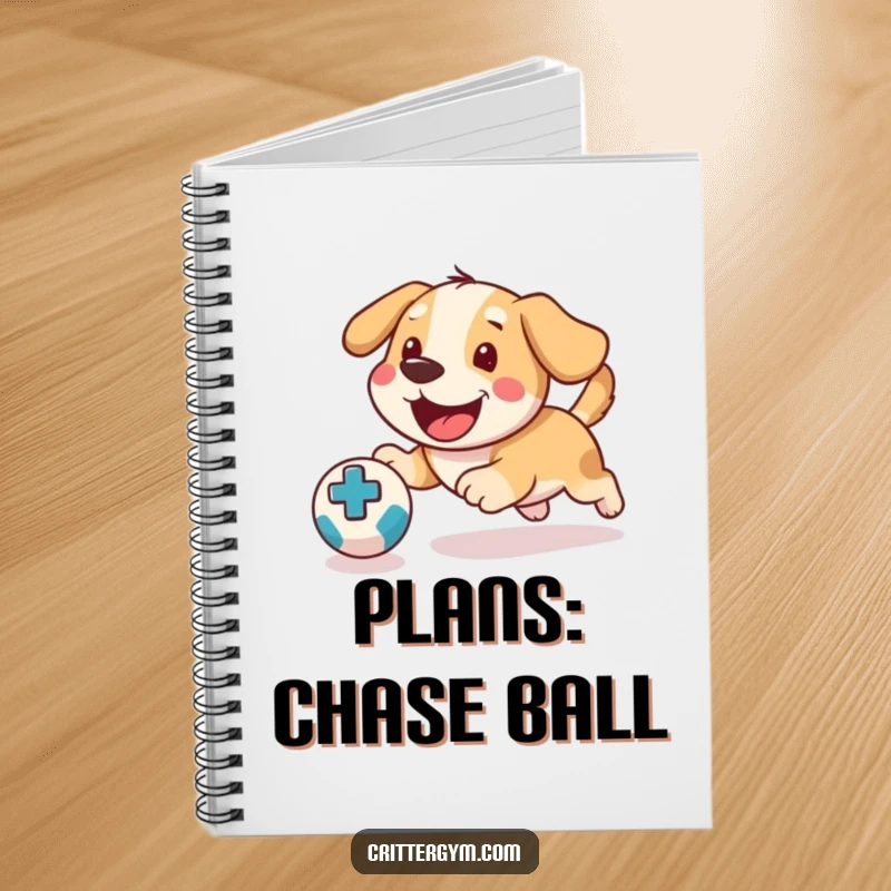 Funny Dog Medicine Ball Notebook: A happy dog plays fetch, perfect for jotting notes with a smile.