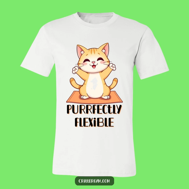 Funny Cat Yoga T-Shirt: Joyful Feline Stretching Design for Comedic Comfort