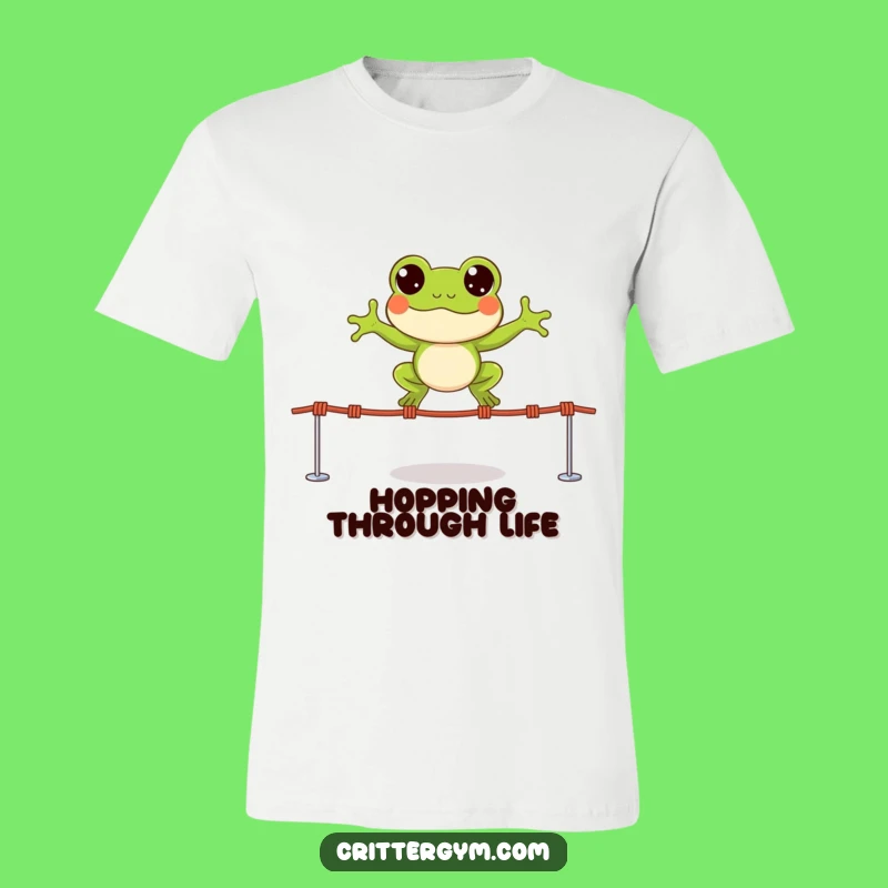 Funny Frog Jump Rope T-Shirt - Active & Excited Character Tee