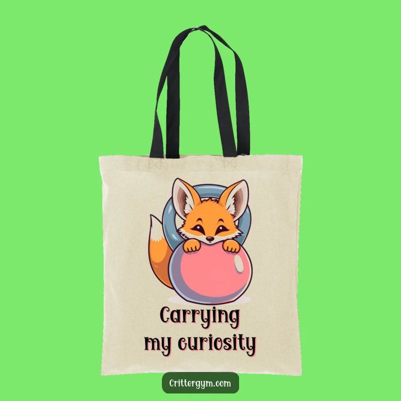Funny Curious Fox Kettlebell Tote Bag - Carry Your Gains & Laughs!