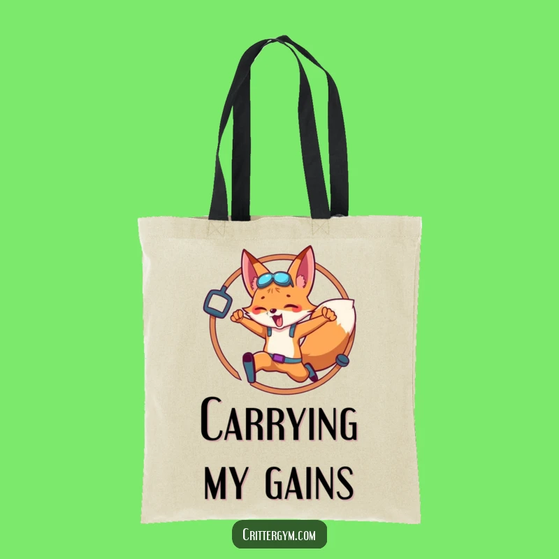 Funny Fox Fitness Leap Tote Bag: Carry Your Gear with Hilarious Fox Energy