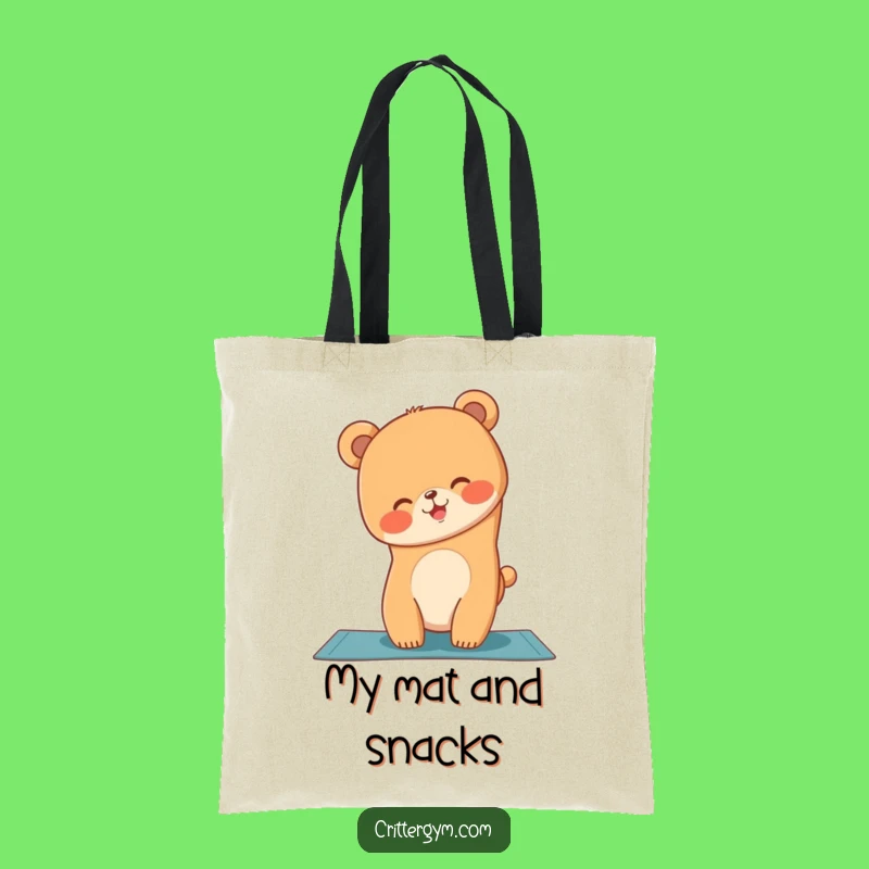 Funny Bear Cub Yoga Handstand Tote Bag: Carry Your Fitness Fun