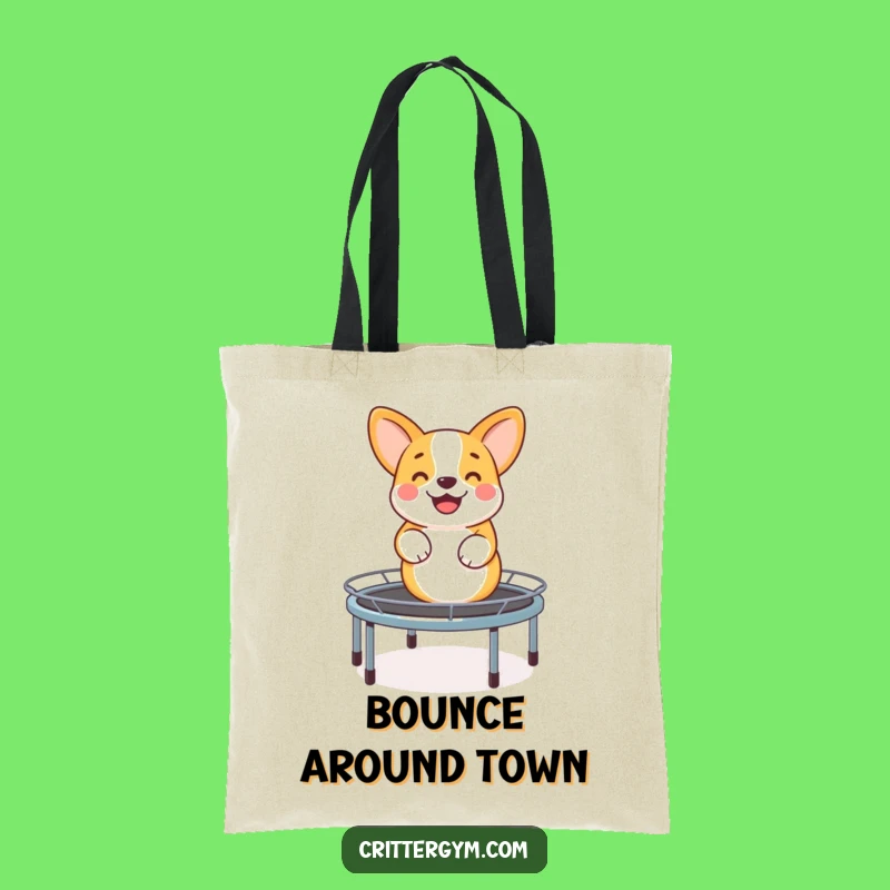 Funny Corgi Trampoline Tote Bag: Carry Your Fun Around