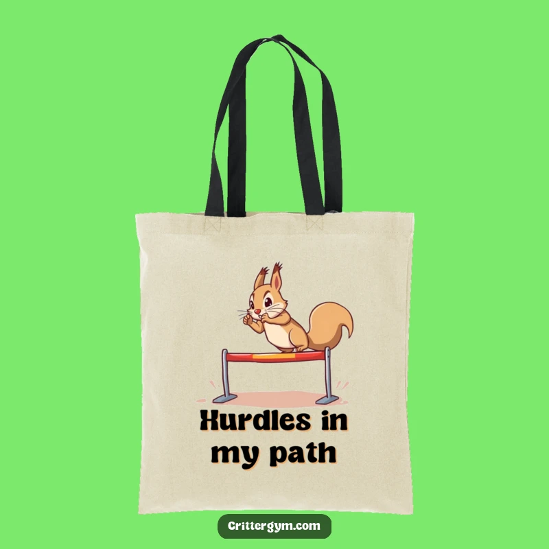 Funny Determined Squirrel Hurdle Leap Tote Bag: Carry Your Ambition, Ideal Funny Gift