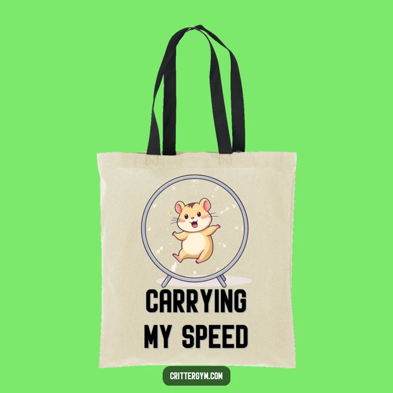 Funny Fitness Tote Bag: Hamster Wheel Runner Animal, Quirky Accessory Gift