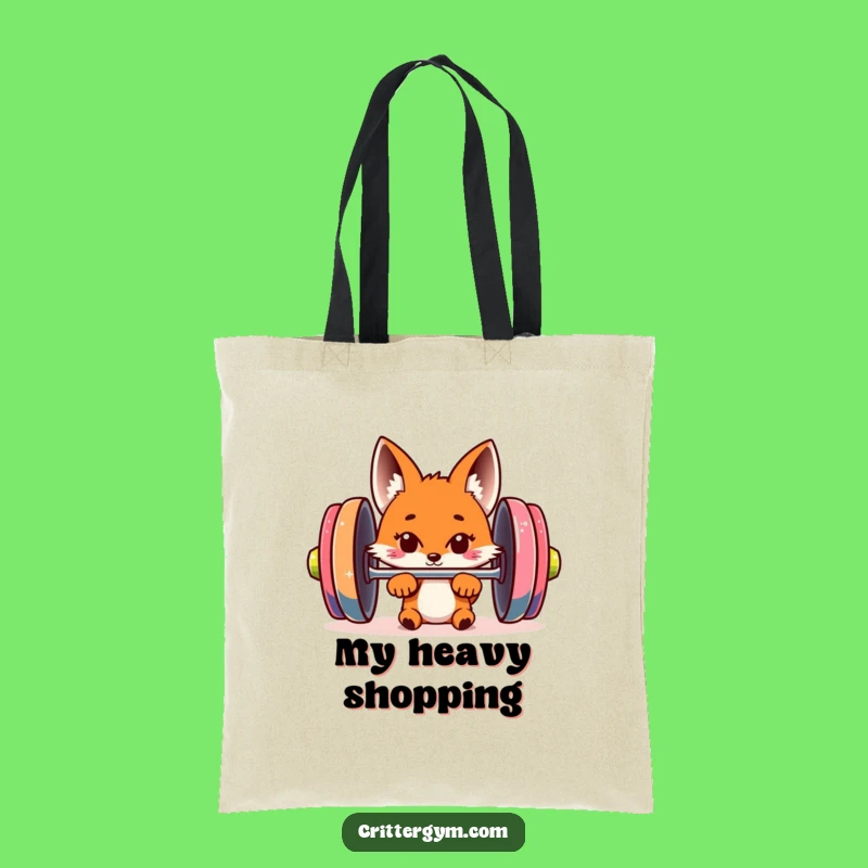 Funny Fox Barbell Tote Bag: Carry Your Gear with Hilarious Fitness Flair