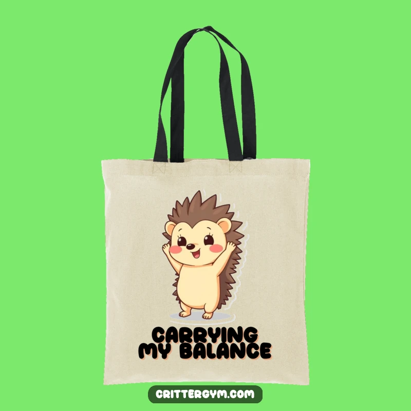 Funny Hedgehog Handstand Tote Bag: Carry Your Day with Quirky Hedgehog Charm