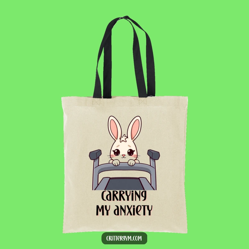 Funny Nervous Rabbit Tote Bag: Hilarious Gift for Carrying Your Workout Woes